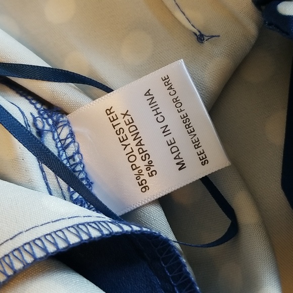 Lucy Paris Womens Wide Leg Blue White Polka Dot Pants Size Extra Large - Picture 12 of 13